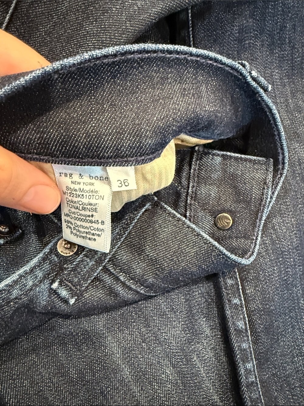 rag & bone Men's Dark Blue Slim Straight Jeans - Picture 7 of 8